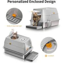 Arenero de Acero Inoxidable con Tapa para Gatos, tamao Extragrande, Cerrado, de Lados Altos, con Tapa extrable y filtros de carbn. Sin Olor, fcil de Limpiar, antifugas de orina para Gatos - Gris - Ver 6