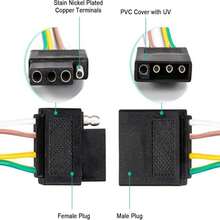 CZC AUTO 4 Pin Trailer Light Wire Harness Extension 18 Gauge 4-Way Flat Wiring Connector, 1ft, For Trailer Boat Car RV Truck - ColorA - View 3