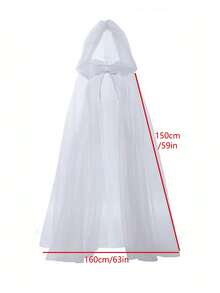 1pc Bride Shawl Halloween Party Cloak Ghost Bride Shawl Witch Vampire Cosplay Game Hooded Cape Horror Party Festival Costume Props Ideal Choice(300*150cm/118*59in)