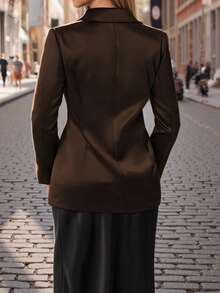 Damen Einfarbige Blazer Jacke mit Knopf und Taillenzug, Gefüttert, Modisch Lässig Elegant, Business Büro, Alltag Lässig, Herbst/Winter