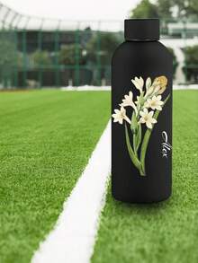 1pc 500ml Customized Insulated Tumbler, With Personalized Name & Floral Design, Straight Cylindrical Coffee Cup, Car Travel Mug, Personalized Insulated Cup, Custom Birthday Gift, Bridesmaid Gift Exquisite, High-Quality Custom, Personalized For Anniversaries, For Valentine's Day, For Mother's Day, For Birthdays, For Father's Day, For Graduation, For Weddings, For Housewarming, Brunch-Ready