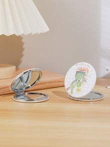 1 Stück romantischer Blumen- & Buchstaben-Serie tragbarer Kosmetikspiegel, faltbar, leicht, ultradünn, praktischer Handspiegeln, nano-elektroplattierter Silberrahmen, zarte Details, geeignet für alle Anlässe und Personen, faltbare quadratische Form für einfaches Tragen