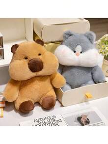 1pc Cute Plush Doll Doll, Rabbit, Duck, Slouchy Bear, Husky, Or Capybara Stuffed Animal, Home Decor Pillows & Companion - Multicolor - View 5