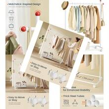 Clothes Rack Clothes Rail On Wheels Portable Garment Rack With 1 Clothes Hanging Rail MatchstickShaped Hooks Matte  UHSR170W01