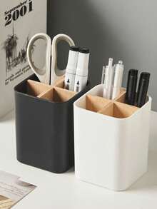 1pc Bamboo Toothbrush Holder With 5 Slots, Bathroom Vanity Countertop Storage Organizer For Electric Toothbrush, Toothpaste, Razor - Matte Black - 黑色 - 查看 8