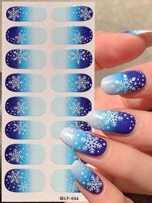 Snowflak Nail Polish Strips Christmas Gel Nail Stickers Glitter Snow Flak Full Nail Wraps Xmas Nail Art Design Gel Nail Wraps Gel Nail Strips Stickers For Christmas Manicure Salon Nails - Multicolor - View 13