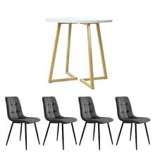 Dining Room Chairs (Set Of 4), Dark Grey, Set Of 4 Upholstered Designer Chairs, Velvet Seats, Metal Frame - White - View 8