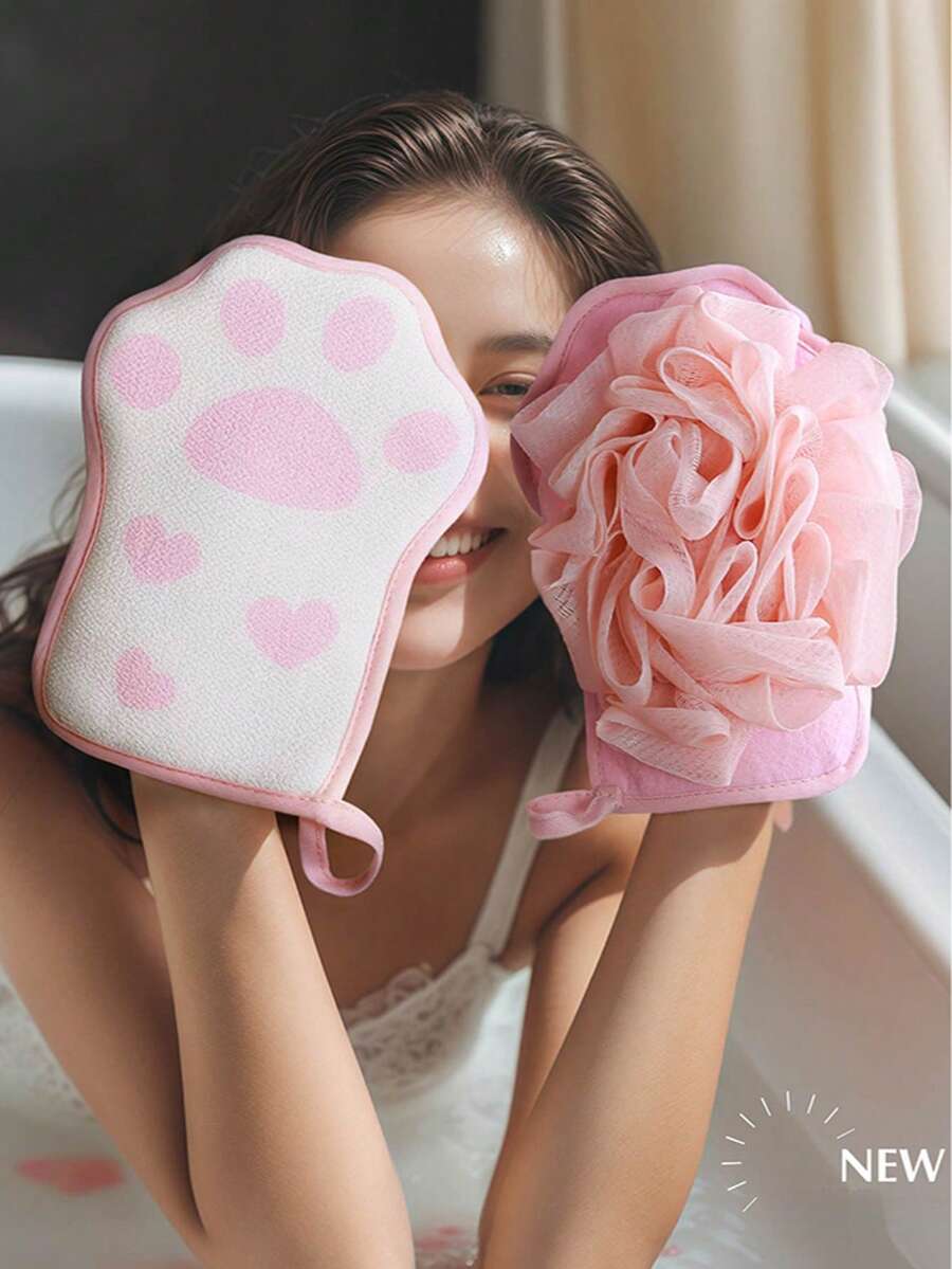 1 Stück süße Pfoten-förmige doppelseitige Badeschwamm | 2-in-1 Peeling- & Schäumende Schwamm | Perfektes Geschenk für Sie & tägliche Körperreinigung Zuhause