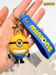 Minions 1pc Minions Cute Cartoon Design PVC Material Minions Doll Shape Round Pendant Multifunctional Keychain Suitable For Bag Decoration Key Pendant Creative Gift Birthday Party Giveaway
