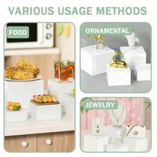 Senmeo 6Pcs Buffet Risers, Food Risers For Buffet Table, Acrylic Display Risers With Hollow Bottom, Food Display Stand For Party Jewelry Dessert Figures - White - View 7