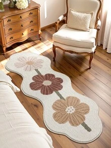 DAJIANG 1 pieza Tapete de pasillo con estampado floral vintage simple, alfombra antideslizante para entrada, alfombra suave, plegable y lavable, adecuada para sala de estar, cocina, baño, mesita de noche - Decoración del hogar, esponjosa y gruesa, adecuada para decoración de Halloween, Acción de Gracias, otoño/invierno, Navidad