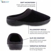 Isotoner Women's Terry And Satin Slip On Cushioned Slipper With Memory Foam For Indoor Outdoor Comfort Flat Sandalsgift - Đen+5.5-6 - Xem 2