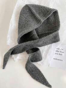 1pc Women's Autumn And Winter Hat Scarf All-In-One Balaclava Hat Street Knitting Fabric Patch Outdoor Warm Cold Wool Cap Winter Gear Valentines Gift - Multicolor - View 5