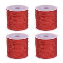 4 Rolls 50m/1968inch Silky Satin Cord Nylon String 0.8 Mm Chinese Knotting Cord, Nylon Beading Thread For Bracelets, Necklaces, Wind Chime, Macrame Crafts, Drawstring Bags, Multicolor Beading String(Random P)