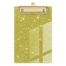 1pc Sparkling Glitter Acrylic Clipboard - Durable PMMA Material, 6 Vibrant Colors (Blue, Pink, Green, Purple, Yellow, White) With Metallic Edges & Sparkling Glitter - Compact Portable Design For Classroom, Office, School, Notebooks & Journals