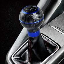 1pc Universal Leather 5-Speed Shift Knob Gear Shift Lever Racing Aluminum Manual Transmission Gear Shift Handle Car Accessories (2 Random Bottom Styles Of Shift Knob) - A - View 5