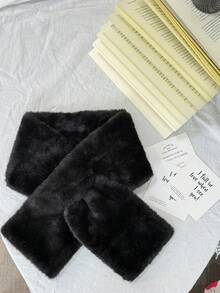 1pc Women's Fluffy Thick Scarf, Solid Color Furry Neck Warmer, Cute Fuzzy Scarf For Girls And Adults, Non-Shedding, Winter