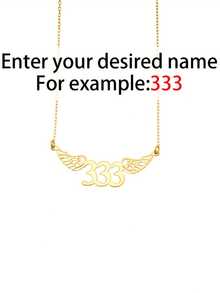 1pc Customizable Wings Number Necklace, Stainless Steel Jewelry, Lucky Number Charm Necklace, Romantic Necklace, Couple Necklace, Customized Necklace, Number Necklace, Gold Necklace And Silver Necklace, Women's Jewelry, Customizable Items, Exquisite Chain, Wedding, Daily Wear, Halloween, Christmas Gift, Anniversary Gift, Personalized Gift - Multicolor - View 9
