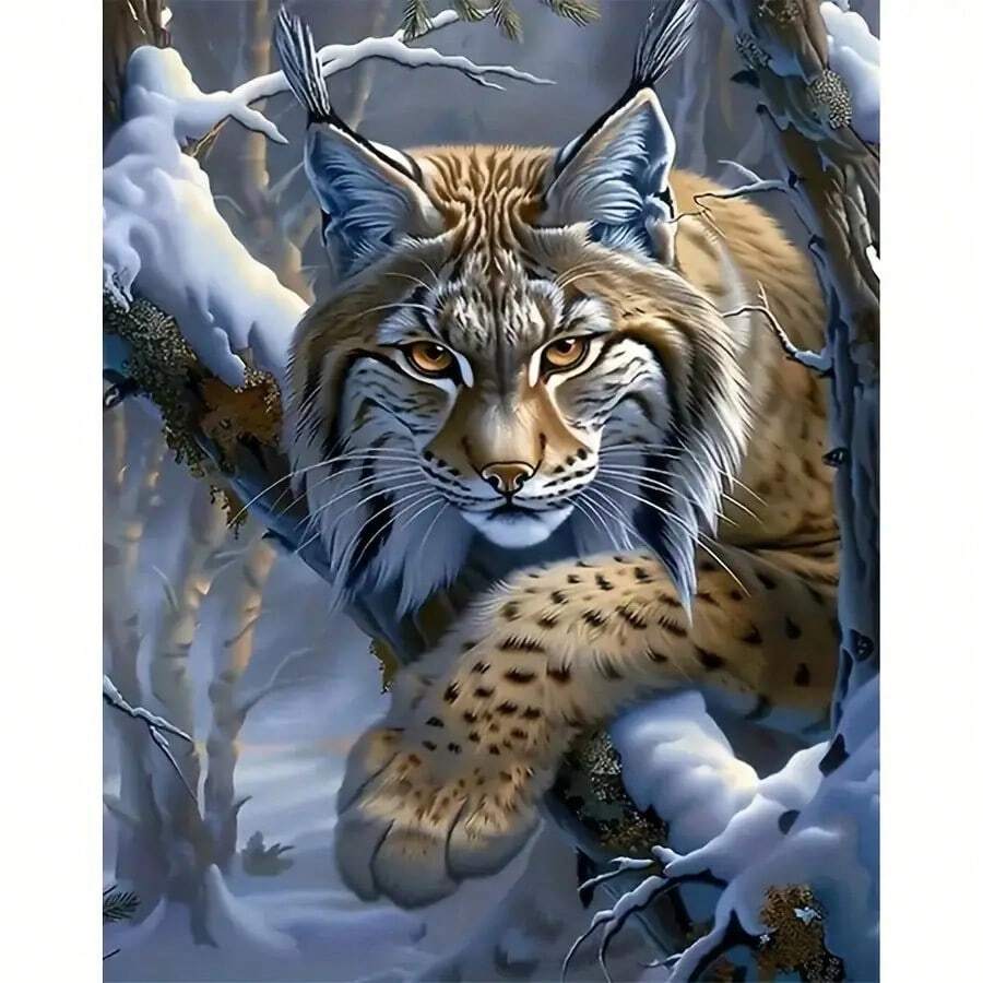 1 件雪中老虎 5D 钻石艺术画全圆钻手工工艺艺术套件，家居墙面装饰礼物 - 彩色 - 查看 1