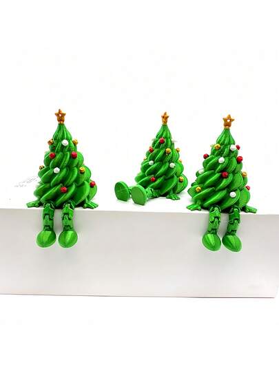 2 pièces Ornements de bureau de Noël mignons imprimés en 3D, créant une atmosphère de Noël, ornements articulés de forme colorée, décoration de bureau d'arbre de Noël imprimée en 3D avec des pattes articulées - Figurine de bureau de vacances mignonne pour la chambre et le bureau, décorations de Noël, ornements d'arbre de Noël, décoration de table, décoration de fête de Noël, choix parfait pour les cadeaux de Noël