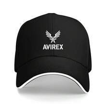 1pc AVIREX Adjustable Baseball Cap With Winged Logo - Lightweight Polyester, Machine Washable, Unisex Casual Hat For Men & Women, Black With White Lettering, Perfect For Christmas, Easter, Thanksgiving, Casual Headwear| Stylish Headgear| Durable Headwear - 黑色 - 查看 1