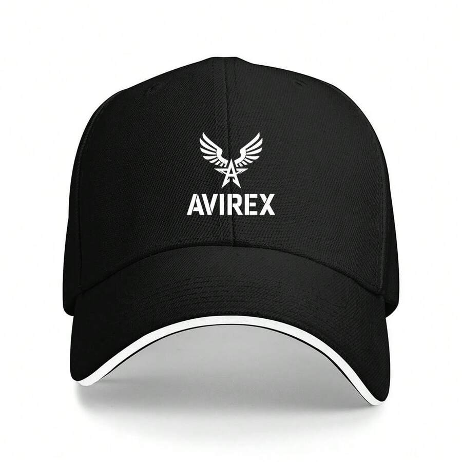 1pc AVIREX Adjustable Baseball Cap With Winged Logo - Lightweight Polyester, Machine Washable, Unisex Casual Hat For Men & Women, Black With White Lettering, Perfect For Christmas, Easter, Thanksgiving, Casual Headwear| Stylish Headgear| Durable Headwear - 黑色 - 查看 1