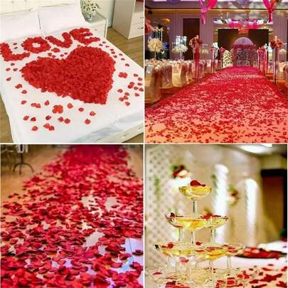 1000Pcs/Bag Artificial Rose Petals Wedding Party, Bathroom, Valentine's Day, Romantic Decorations For Bedroom Wedding Atmosphere Decoration Props, Romantic Confession Items For Couples