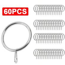 60X Metal Curtain Rings Hanging Hooks Curtains Rods Pole Voile Heavy Duty Rings - Silver - View 5
