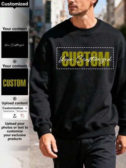 Customized Personalized Night-Time Glowing Men's Crew-Neck Sweatshirt, Offering Seven Color Options And Twelve Pattern Choices. Absorbs Light And Then Emits It In The Dark., Long Sleeve Top