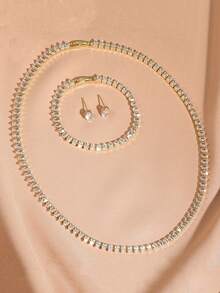 rakol 4 件奢华方晶锆石水滴项链、手链、耳环首饰套装，适合婚礼派对装饰 - 首飾套裝 - 查看 9