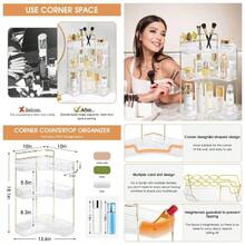 Organizador de Cosmticos de Maquillaje: mbar 3 Capas Organizadores de Maquillaje Esquina Caja de Almacenamiento de Cosmticos Organizador de Labiales Multifuncional, para Mujeres, Nias - Transparente + 3 Capas - Ver 1