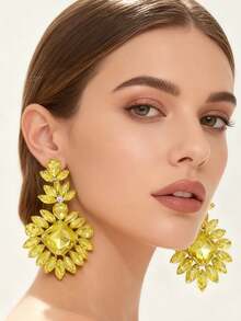 Luxury Crystal Long Drop Earrings Women Fashion Statement Earrings Wedding Party Gifts Accessory Rhinestones Jewelry - Multicolor - View 7