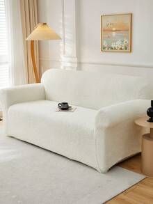 1pc Sherpa Fleece Fabric Pet Anti-Dirty Sofa Cover, Plush Jacquard Teddy Fleece, Multi-Color, Thick Jacquard Fleece Sofa Cover Suitable For 1/2/3/4 Seat Sofa, Autumn/Winter - Multicolor - View 6