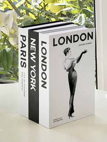 1 pieza/3 piezas Decoración de libros falsos plegables de moda, libros falsos de diseñador modernos, adecuados para el hogar, la sala de estar, el escritorio, la decoración de paredes, aplicables a varias escenas (habitación/sala de estar/mesa/gabinete de TV/pasillo/estantería/escritorio de oficina/gabinete/tienda/área de trabajo/unidad de exhibición), conjunto de decoración de escritorio de oficina de lujo con libros falsos, caja de almacenamiento de libros falsos de diseñador con estilo