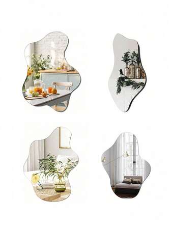 رمضان زينة رمضان قطعة واحدة من ملصق ديكور مرآة شكل غير متماثل، مصنوع من مادة أكريليك سميك 2 مم، ملصق مرآة زخرفي مناسب لغرفة النوم والمعيشة والحمام والمطبخ. أفضل هدايا