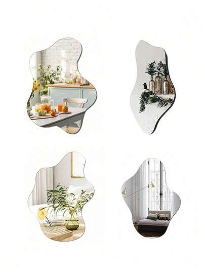 رمضان زينة رمضان قطعة واحدة من ملصق ديكور مرآة شكل غير متماثل، مصنوع من مادة أكريليك سميك 2 مم، ملصق مرآة زخرفي مناسب لغرفة النوم والمعيشة والحمام والمطبخ. أفضل هدايا