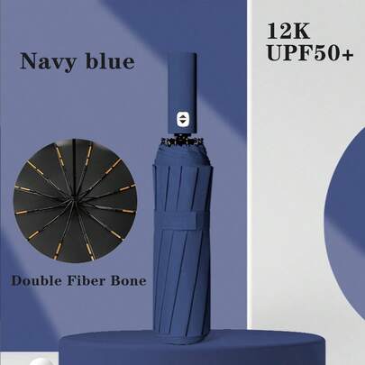 24-Bone Automatic Umbrella, Wind-Resistant & Durable, Men's Essential Business Accessory, Dual-Purpose Anti-UV Canopy For Sun And Rain Protection