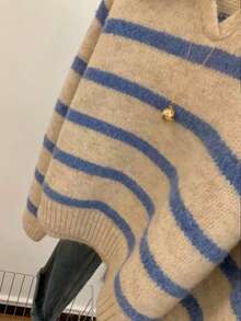 Vera Lane Women's Autumn And Winter Sweater, Casual Vacation Style, College Style, Cute Bohemian Countryside Style, Rural Dress, Women's Retro Long Sleeved Top, Beige Wool Sweater, Thanksgiving And New Year's Clothing