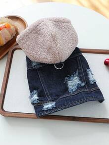 PETCIRCLE 1件宠物衣服，狗狗/猫咪套装，小型犬/幼犬可爱时尚舒适抓绒连帽外套 - 粉色 - 彩色 - 查看 1