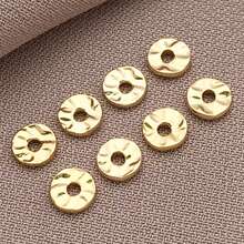 10/20 件 18K 镀金珠子扁平圆形隔珠黄铜散珠隔珠柱状圆珠隔珠适用于手链项链串珠首饰制作 DIY 工艺品 - 金色 - 查看 23