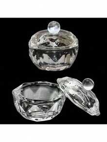 1/2/3/12 pezzi Coppetta per unghie in vetro cristallo, piatto per liquido acrilico, ciotola trasparente, contenitore per polvere, contenitore per liquido acrilico per unghie e scatola in vetro, accessori per decorazione unghie