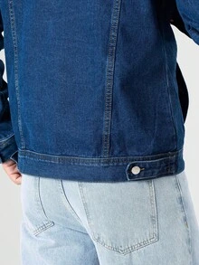 男士长袖加厚牛仔夹克，春秋季休闲外套 - 藍色 - 查看 4