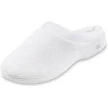 Isotoner Women's Terry And Satin Slip On Cushioned Slipper With Memory Foam For Indoor Outdoor Comfort Flat Sandalsgift - Đen+5.5-6 - Xem 1