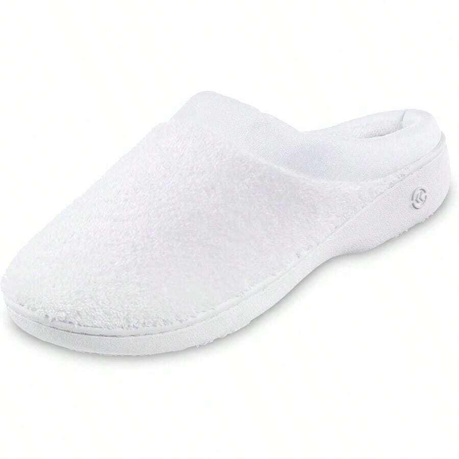 Isotoner Women's Terry And Satin Slip On Cushioned Slipper With Memory Foam For Indoor Outdoor Comfort Flat Sandalsgift - Đen+5.5-6 - Xem 1