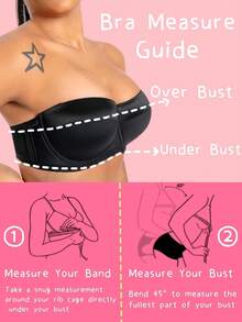 Women's Push Up Strapless Bra With Clear Straps For Big Bust, Never On Party Band Size(34-48) Cup B/C/D/DD/DDD/Ghalloween - Beige Pink - 查看 3