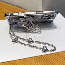 (蝴蝶支架) (银色手环) 适用于 Galaxy A123456789987654321 45G 电镀磁吸防摔透明手机壳，防摔手机壳适用于三星 S25/S24/S23/S22 系列/A 系列、OPPO、Redmi、Moto、Pixel，适用于 Vivo，适用于 OPPO