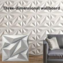 3D Diamond Design Wall Panels, Matte White/Black. Material, Odorless, Lightweight, Easy Installation, Fire-Resistant, Waterproof & Moisture-Proof, Suitable For Home, Room, Bathroom, Bedroom, Living Room Decor, Christmas & Winter Decoration
