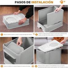 Arenero para Gato Cerrada, Caja de para Gatos Plegable con Tapa, con Cuchara de, Arenero para Gato con Cajn Apto para Gatos de hasta 12, 5 kg40 * 50 * 40cm - Gris - Ver 5