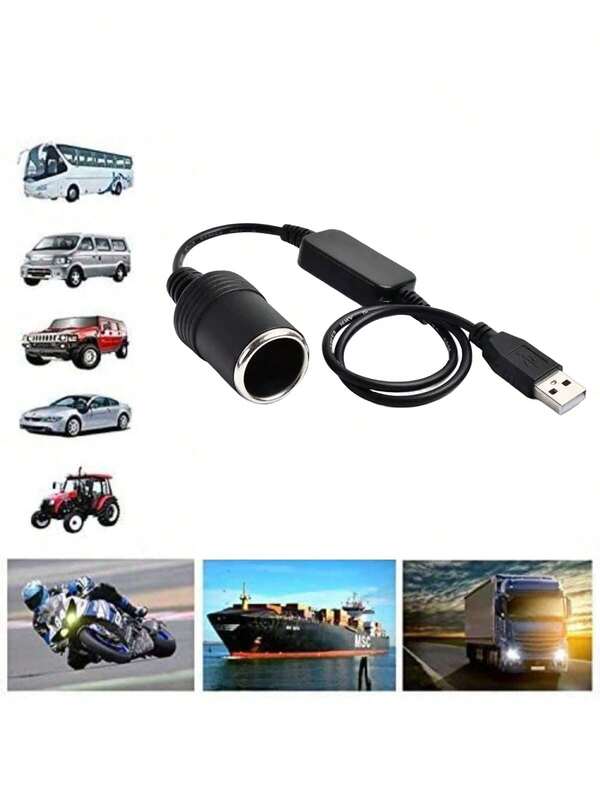 Adattatore da USB a presa per accendisigari da auto da 12V, cavo di conversione per aspirapolvere auto, registratore di guida, ecc. (da USB a presa accendisigari auto)