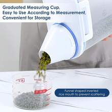 Contenedor de Almacenamiento de Arroz de 2 Kilogramos, Contenedor de Alimentos Sellados y Secos con Tapa de Tazaétrica, Caja de Distribución de Granos de Plástico Transparente, Sin BPA - 1 - Ver 7